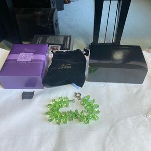 Suzanne Somers Peridot Green Rock Candy Crystal Bracelet 7.5”